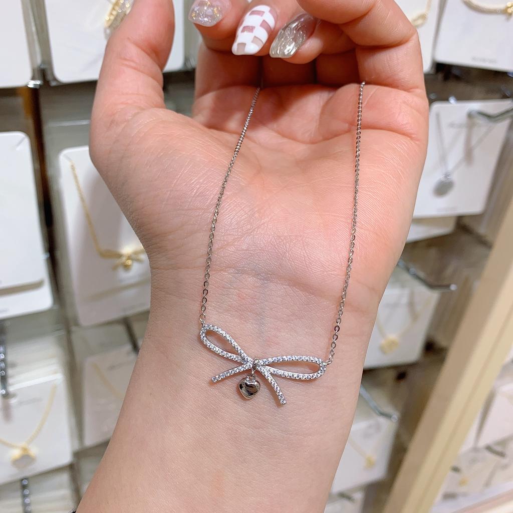 Xiaoxiangjia Man Diamond Bow Ожерелье Женское Нишевое Ключичное Цепочка Модное Улыбающееся Ожерелье