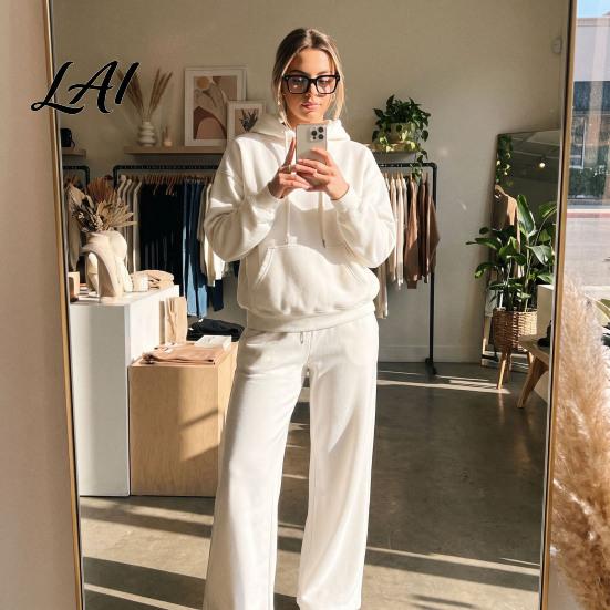 Athletic Set for Women Tracksuit 2 Piece Set Long Sleeve Sweatshirt Wide Leg Sport Relaxed Fit Pants Lightweight Hoodie Sweatpants Lounge Wear Travel