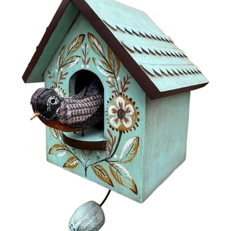 Kinetics Birdhouse Wall Art Decors with Rotating and Swaying Bird Creating Moving Shadows for Magically Room Ambiances Decors