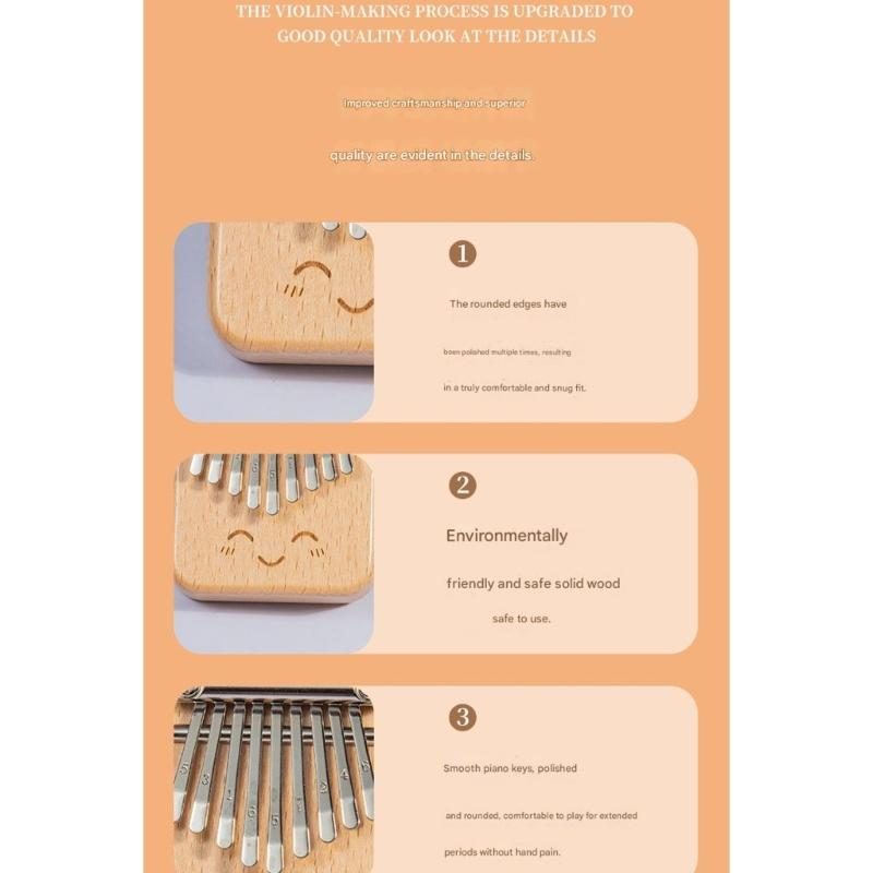 Маленькое деревянное thumb piano, 9-клавишная стальная мини-калимба, музыкальный инструмент для детей, взрослых, начинающих, для ежедневного использования и путешествий, расслабляющий