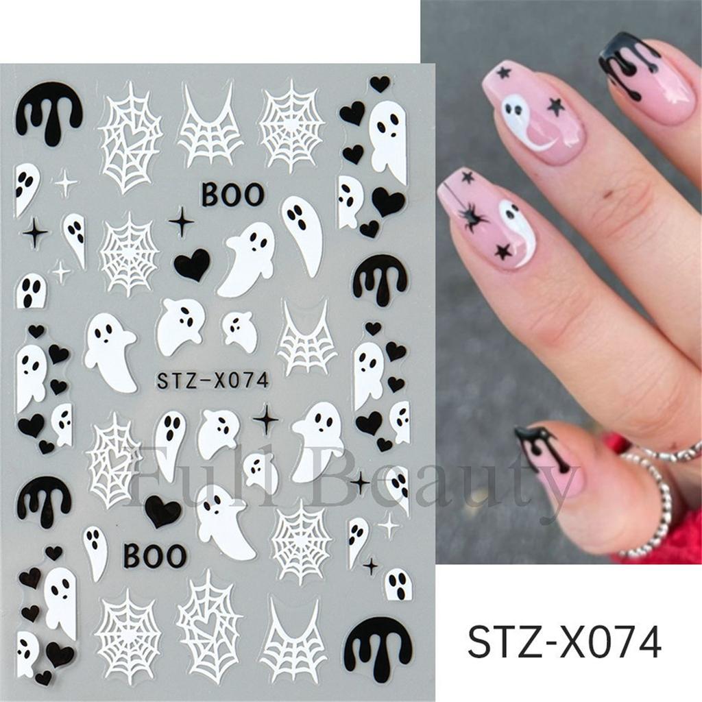 New nail art stickers Halloween pink love spider web mummy bandage love ghost nail stickers