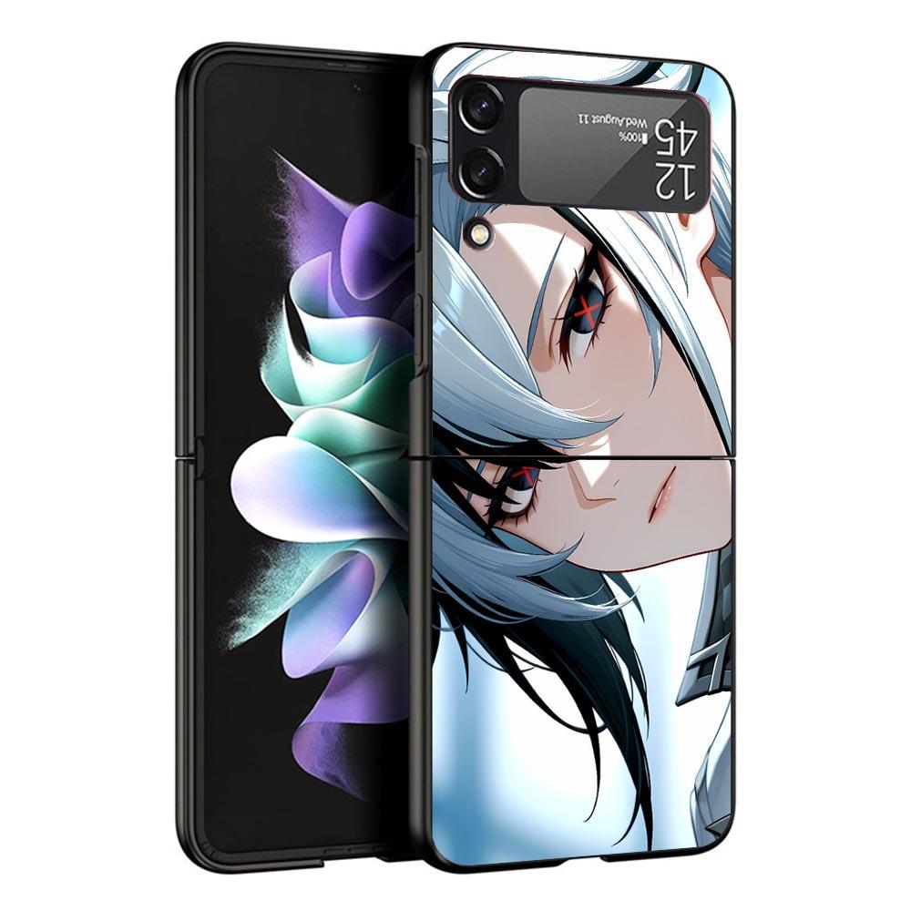 Arlecchino Genshin Impact Black Phone Case For Samsung ZFlip7 ZFlip6 ZFlip5 ZFlip4 ZFlip3 5G Hard Protective Galaxy Z Flip 3 4 5