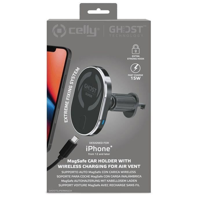 Support pour mobile - celly - ghost supermag char - noir - plastique - voiture