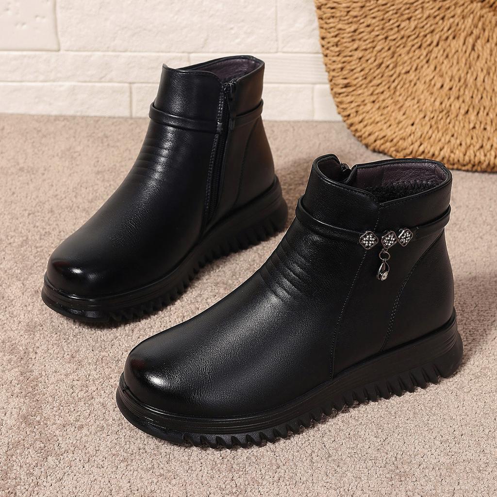Мода 2024 Женские Осенне-Зимние Тренд Повседневные Ботильоны на Платформе Женские Уличные Удобные Модные Теплые Ботинки на Молнии Обувь для Женщин