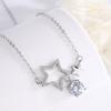 Высококачественное круглое ожерелье с подвеской в ​​виде хрустальной звезды для женщин, ювелирные изделия, модная цепочка из серебра 925 пробы на ключицы, женские вечерние аксессуары, подарок