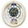 Clock Wall Clock Karakuri Clock Radio Clock Analog Karakuri Triple Selection Melody Rotating Ornament Christmas Song and Others Light Gold Pearl