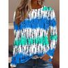 Round Neck 3D Striped Printed Top Casual Long Sleeved Women's T-shirts - Soft Medium Stretch Polyester Fabric Spring and Autumn Relaxed Fit Clothing
