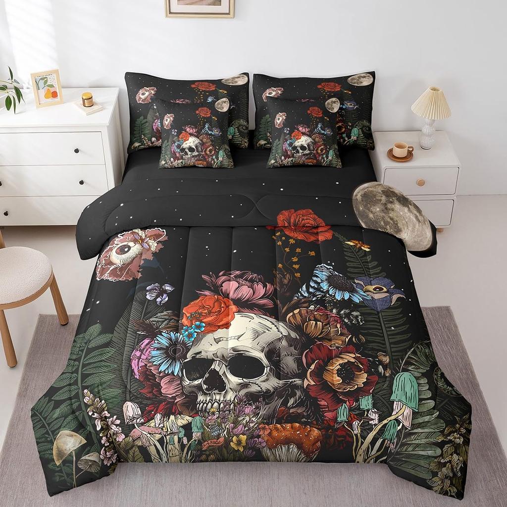 Erosebridal Rustic Farmhouse Comforter Set 7 Pcs Queen,Retro Cabin Lodge Down Comforter,Hunting Bear Deer Bed in a Bag,Country Maple Leaves
