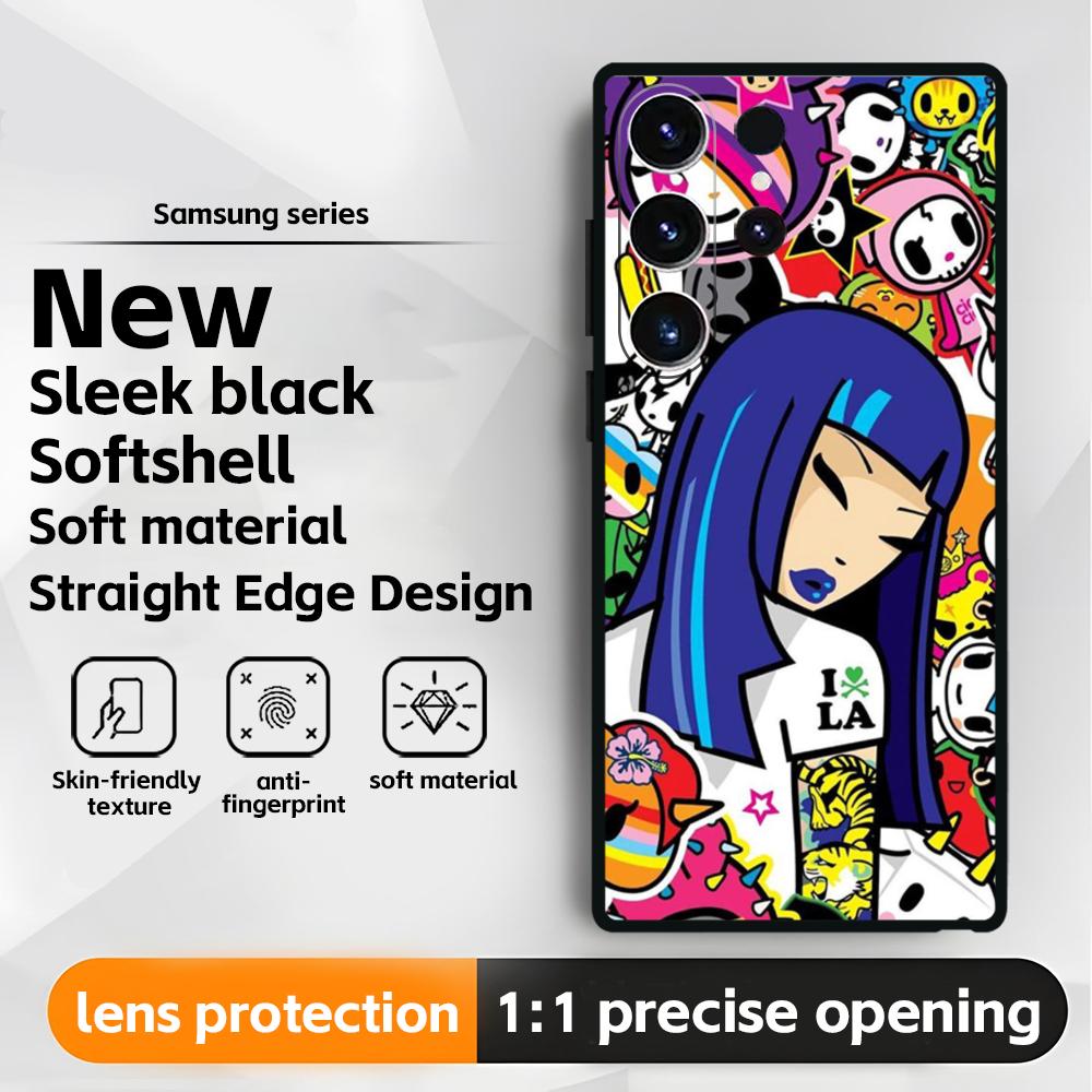 Япония Милый T-Tokidoki Чехол для телефона для Samsung Galaxy S25 S24 S23 S22 S21 S20 Plus Ultra Note20 Мягкий Черный