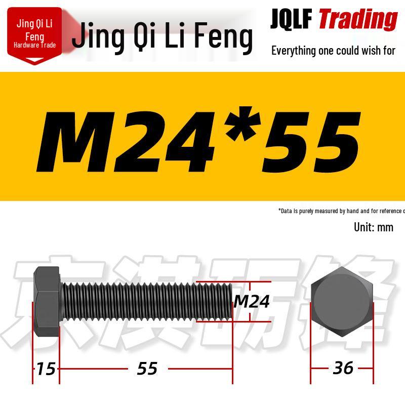 12.9 Grade High-Strength Blackened Hex Bolt M22-M48
