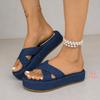 Модные женские шлепанцы на платформе, летняя уличная легкая удобная обувь, женские противоскользящие шлепанцы на плоской подошве, модные джинсовые шлепанцы на среднем каблуке