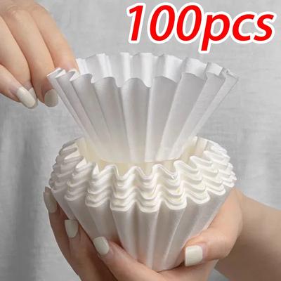 50/100 шт. Бумажные фильтры для кофе в корзину, Фильтровальная бумага для пуровера, Машинные 155*45 мм, Подходят для кофеварки B75 и корзины-дриппера на 1-2 чашки