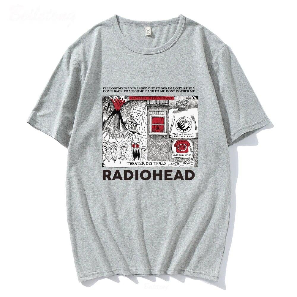 Футболка Radiohead, винтажные футболки в стиле хип-хоп, рок-группы, унисекс, для любителей музыки, с забавными принтами, унисекс, с коротким рукавом, 100% хлопок, футболки в стиле Харадзюку, футболка унисекс