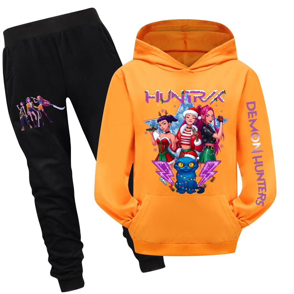 Детский худи и брюки, двухпредметный спортивный костюм, комплект свитшота с длинным рукавом и принтом