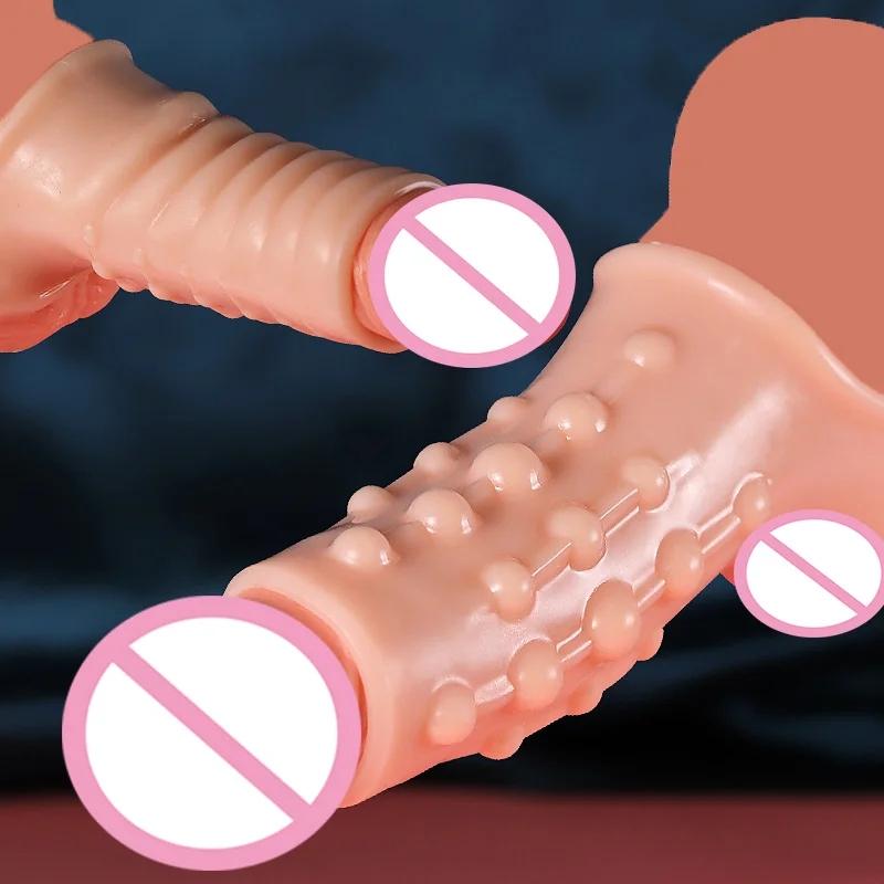 Рукав для пениса, петля для задержки пениса, секс-игрушки для мужчин, кольца для пениса с задержкой, эротические товары, фаллоимитатор с эякуляцией, игрушки для взрослых 18+