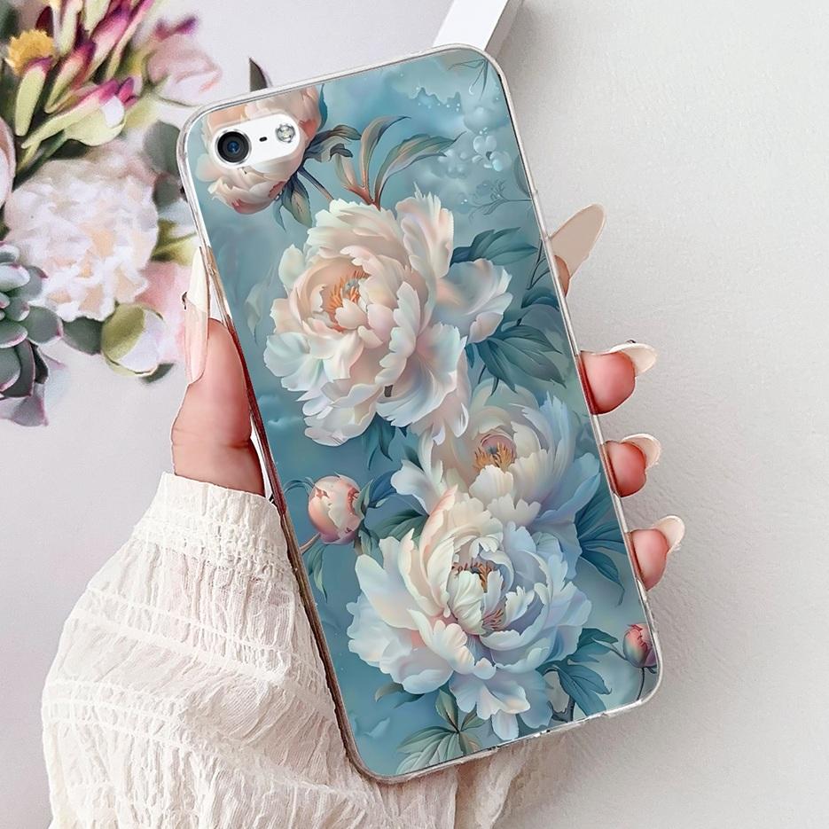 Для Apple iPhone 5 5S Чехол iPhoneSE Роскошный Чехол с Рисунком Цветов Мягкий Силиконовый Чехол для Телефона Для iPhone SE 2020 2022 iPhone5 Fundas
