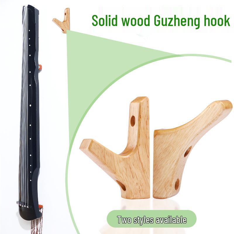 Настенный держатель-подставка из массива дерева для гуциня и крючок для аксессуаров