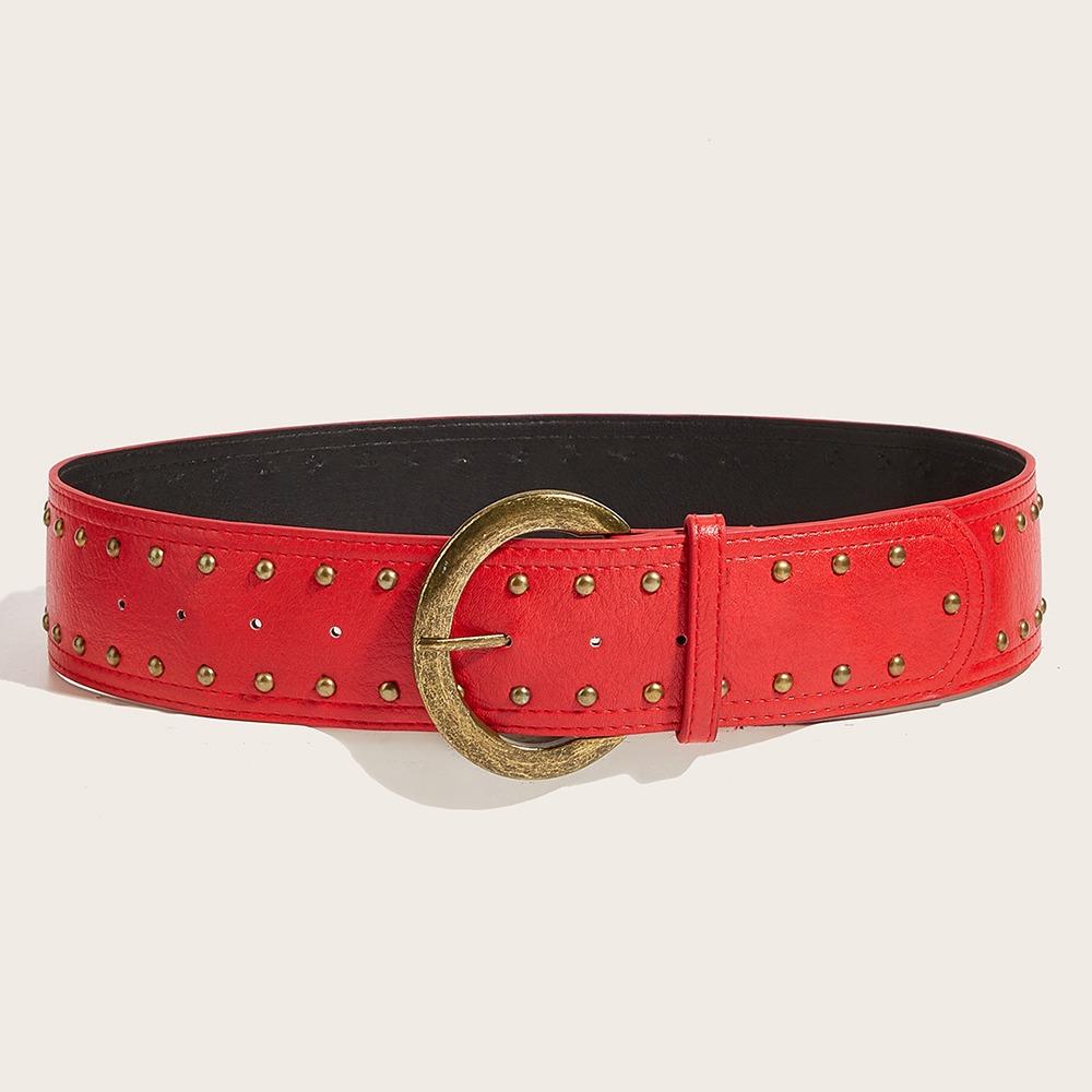 Gothic Leather Waist Belt Y2k Dress Jeans Belt American Women's Rivet Belt  Spicy Girls