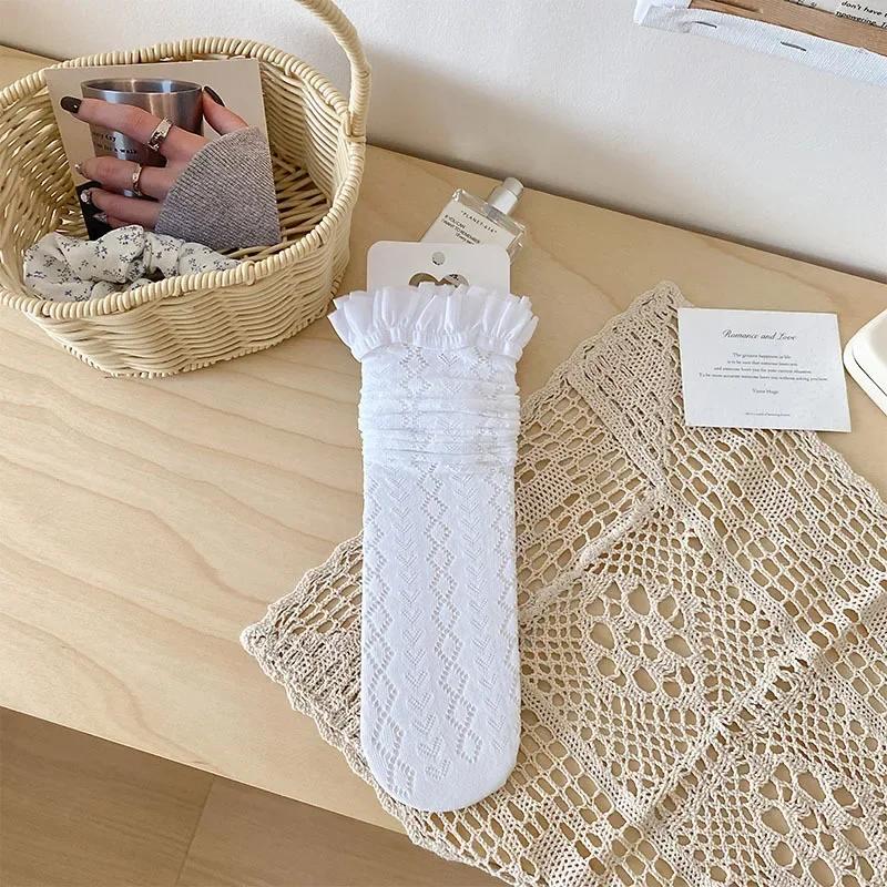 Носки с оборками женские ажурные сексуальные кружевные сетчатые чулки гольфы JK Lolita милые девушки милые длинные носки женские чулки