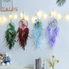 Dinosaur Dream Catcher Ornament Kids Faux LED Light Feather Dream Catcher Handmade Home Decor Birthday