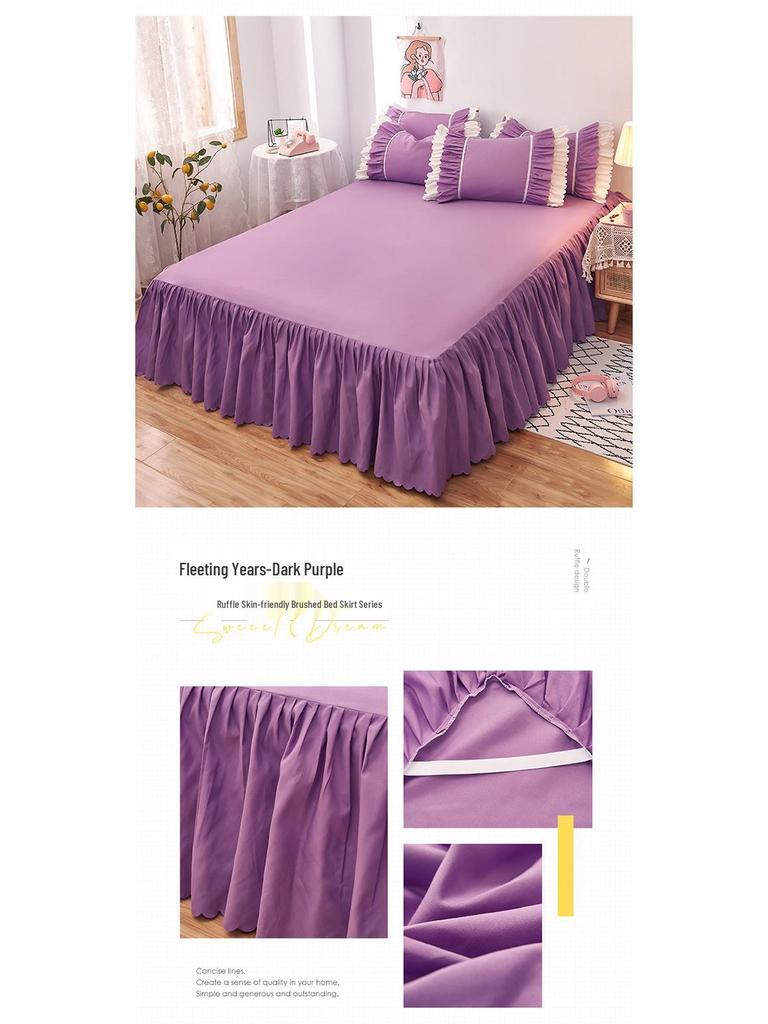 Ruffled Bed Skirt: Non-Slip One-Piece Dust Cover for Girls, Sizes 1.5 & 1.8