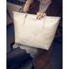 Stylish Large Capacity Pu Tote Bag For Women Retro Casual Woven Shoulder Handbag