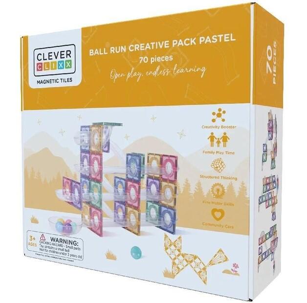 Конструктор магнитный Cleverclixx Ball Run Creative Pack Pastel, 70 деталей