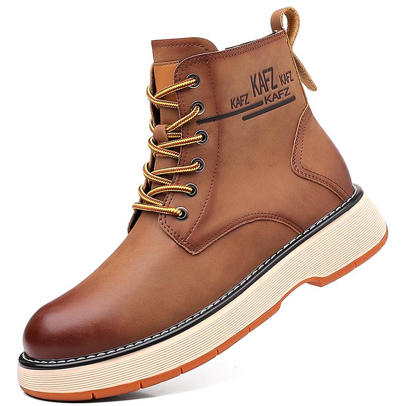 Мужская обувь из натуральной кожи, модные универсальные мужские винтажные ботинки, высококачественные зимние ботинки на платформе, ретро-ботинки для мотоциклистов