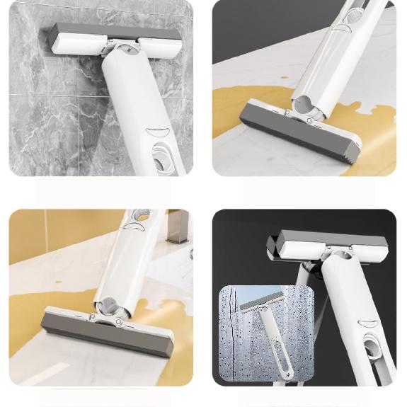Мини Портативная Самоотжимающаяся Швабра - Самоотжимающаяся, Сильно Впитывающая Губчатая Швабра для Пола, Ванной Комнаты, Кухни и Стекла - 2 Запасные Губки + 1 Отжим