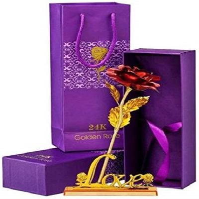 Цветок красной розы с подставкой Love и подарочной коробкой