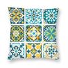 Mexican Tile Pillowcase Printed Polyester Cushion Cover Decoration Talavera Tiles Pillow Case Cover Chair Zippered