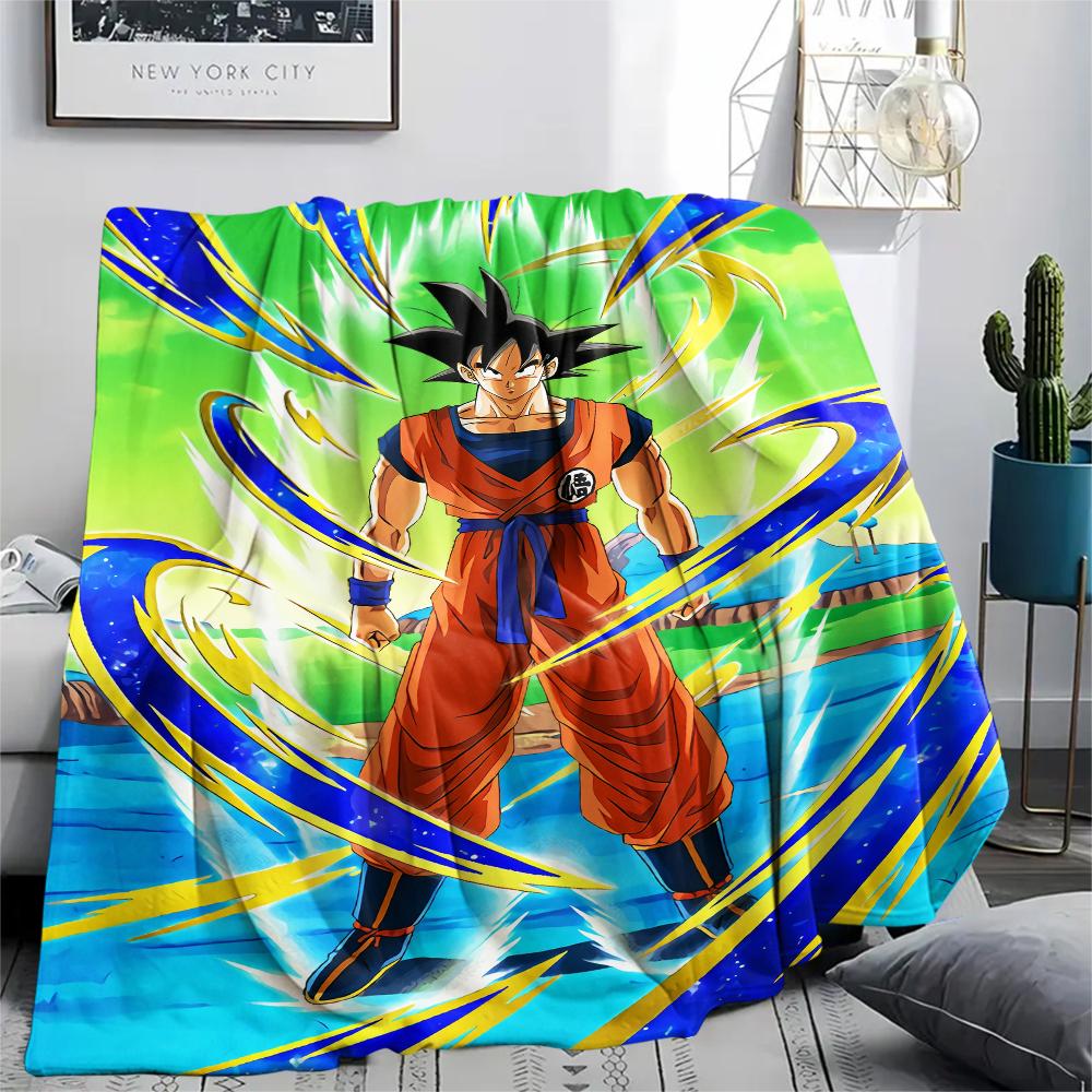 Dragon Ball Character Goku pattern Flannel Blanket, High quality Comfortable for All Seasons, Home Decor, Warmth and Comfort, Perfect for Gifts.