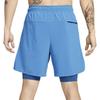 Nike Неограниченные однотонные многофункциональные спортивные шорты Dri-FIT на шнуровке, два в одном, мужские шорты синего цвета DV9334-402