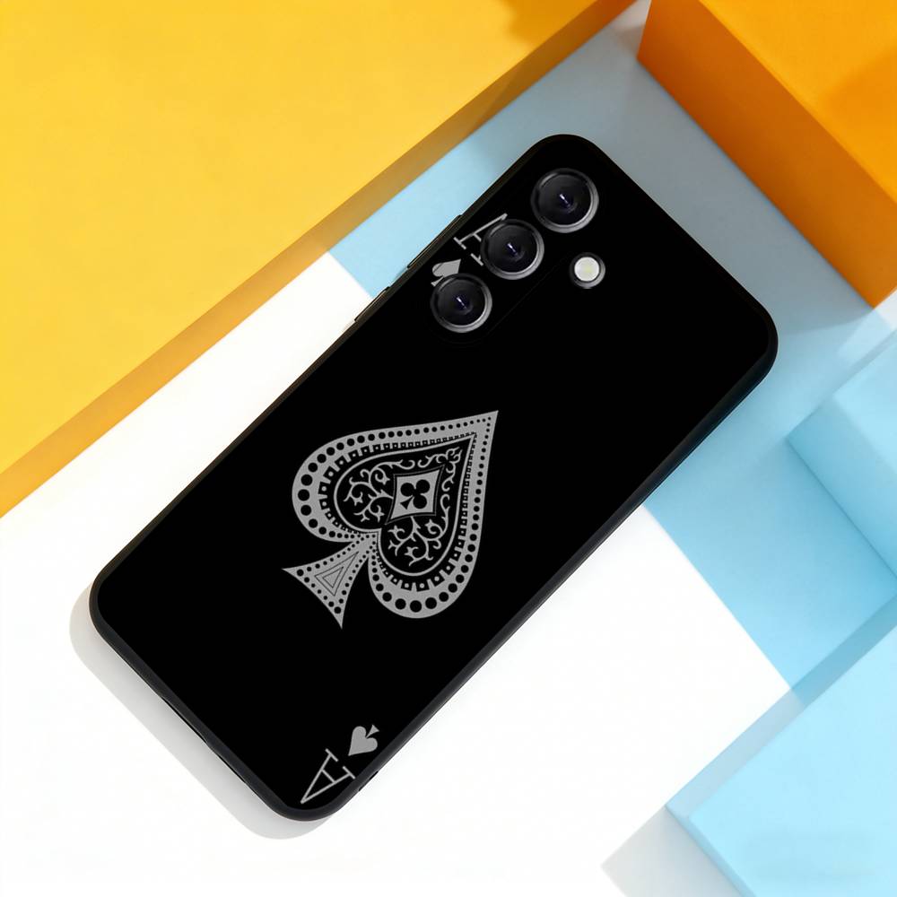 Poker Ace of Spades Phone Case For Samsung Galaxy A 22,71,53,52,51,72,73,5G,Note,J7,8,9 Soft Black Cover