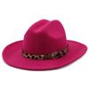 Free Shipping Leopard Belt Fedora Hat Women Wide Brim Solid Color Jazz Top Hat Autumn and Winter New Panama Hat Gentleman Hat