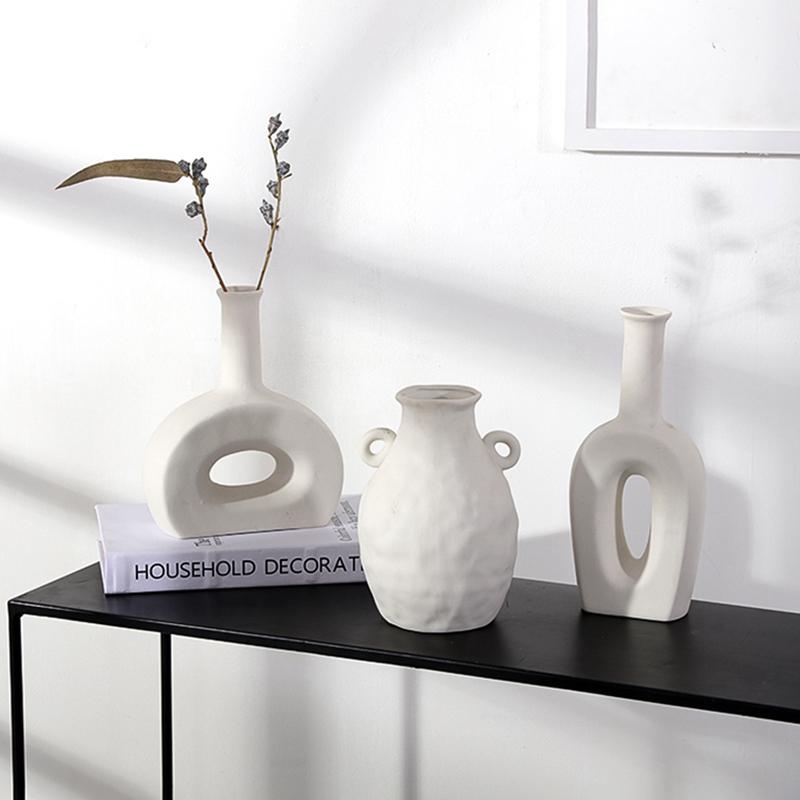20 см белая керамическая ваза для цветов, центральный элемент стола, украшение для дома, минимализм, ваза, гидропонный контейнер, горшок
