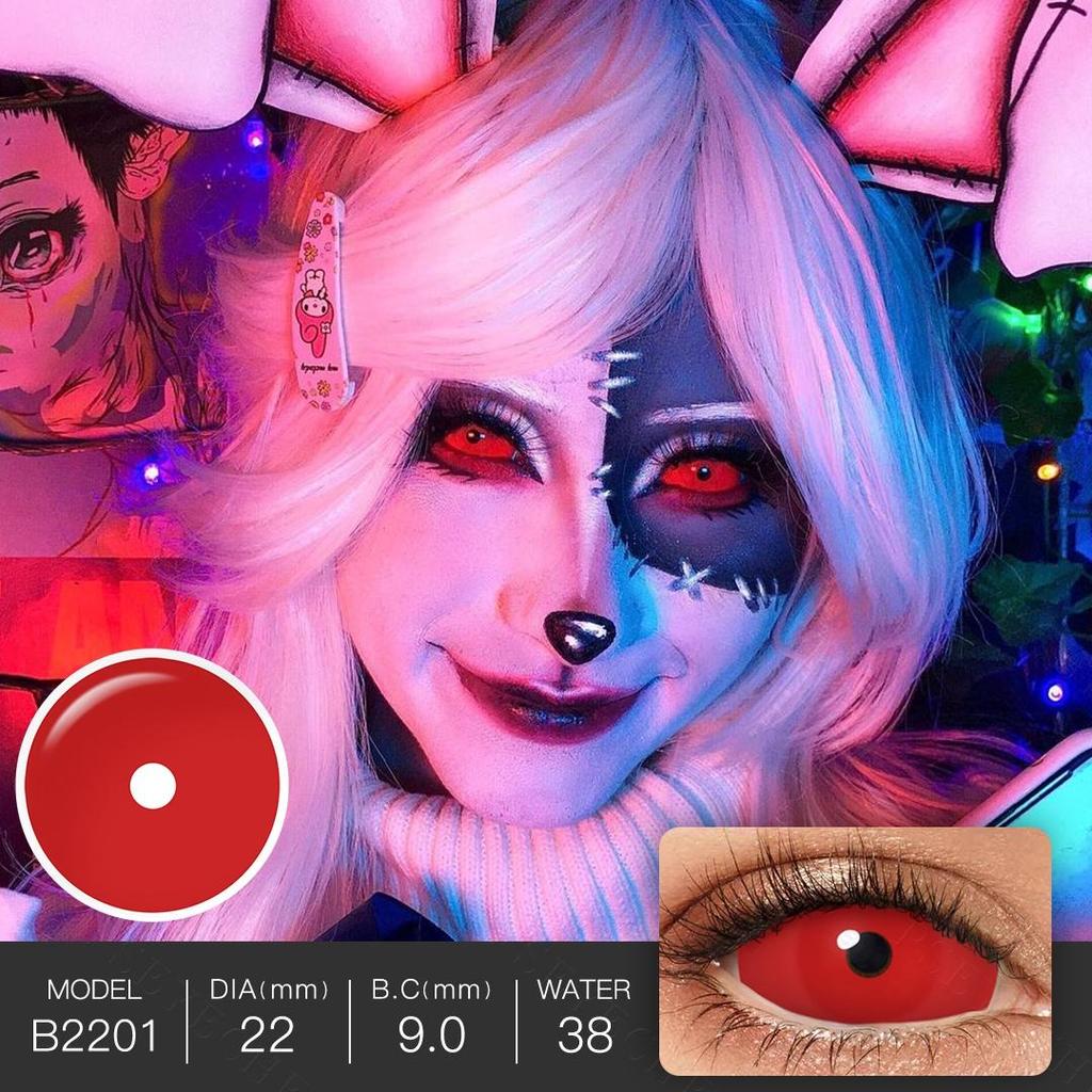 22 мм линзы для склеры, полностью черные, 1 пара контактных линз для Хэллоуина, линзы для косплея, белые линзы, красная сетка, аксессуары для линз Crazy Lens Full Eye