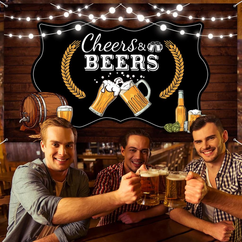 Cheers and Beers Party Decorations,Retro Rustic Wooden Board 30th 40th 50th Birthday Theme Party Photography Banner Backdrop for Men Beer Whiskey