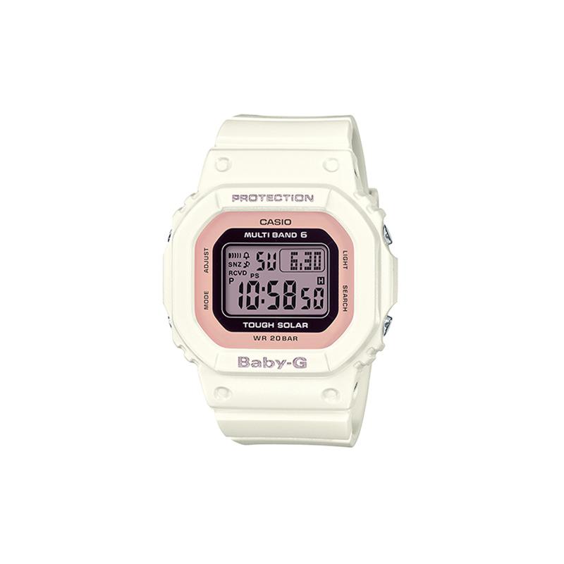 Casio Серия BABY-G Сезон цветения сакуры Макаронные цвета Радиоуправляемые Ударопрочные На солнечных батареях Кварцевый механизм Ремешок из смолы Японские и корейские часы BGD-5000-7DPRD