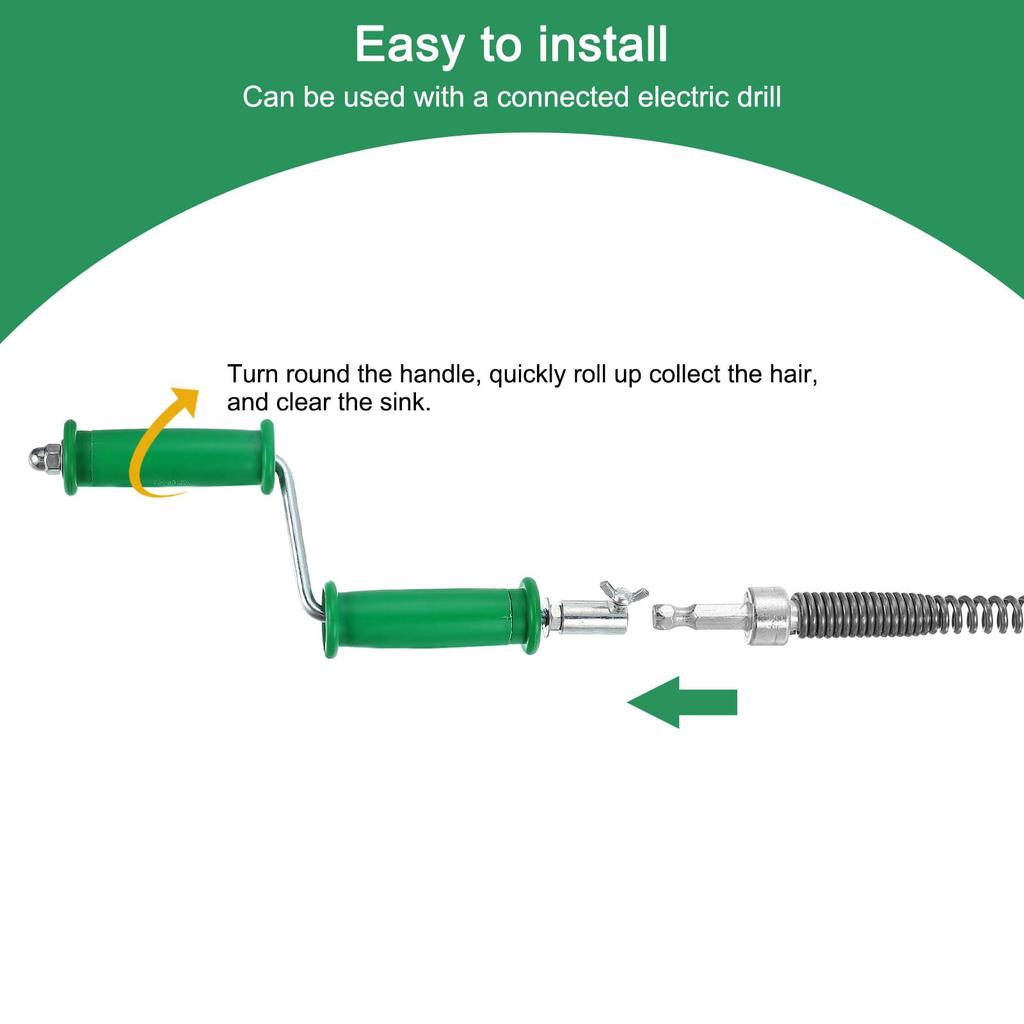 Uxcell 1pcs Drain Clog Remover 2m Drain Auger with Swivel Handle Bristle Remover Spring Cable Plumbing Snake for Kitchen Sink Bathtub Drain Toilet