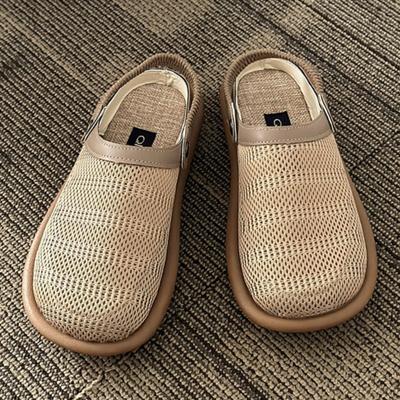 Мода 2025 Лето Новые Женские Мюли с Закрытым Носком, Носимые Двумя Способами, Уличные Сандалии-Сабо С Мягкой Подошвой и Дышащей Сеткой, Слипоны