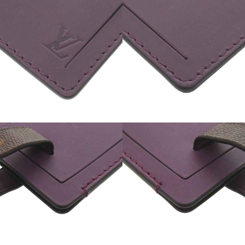 Б/У ОРИГИНАЛЬНЫЙ LOUIS VUITTON Бирка для имени Porte address Брелок KetchuKey Holder фиолетовый Кожа/Канва Monogram