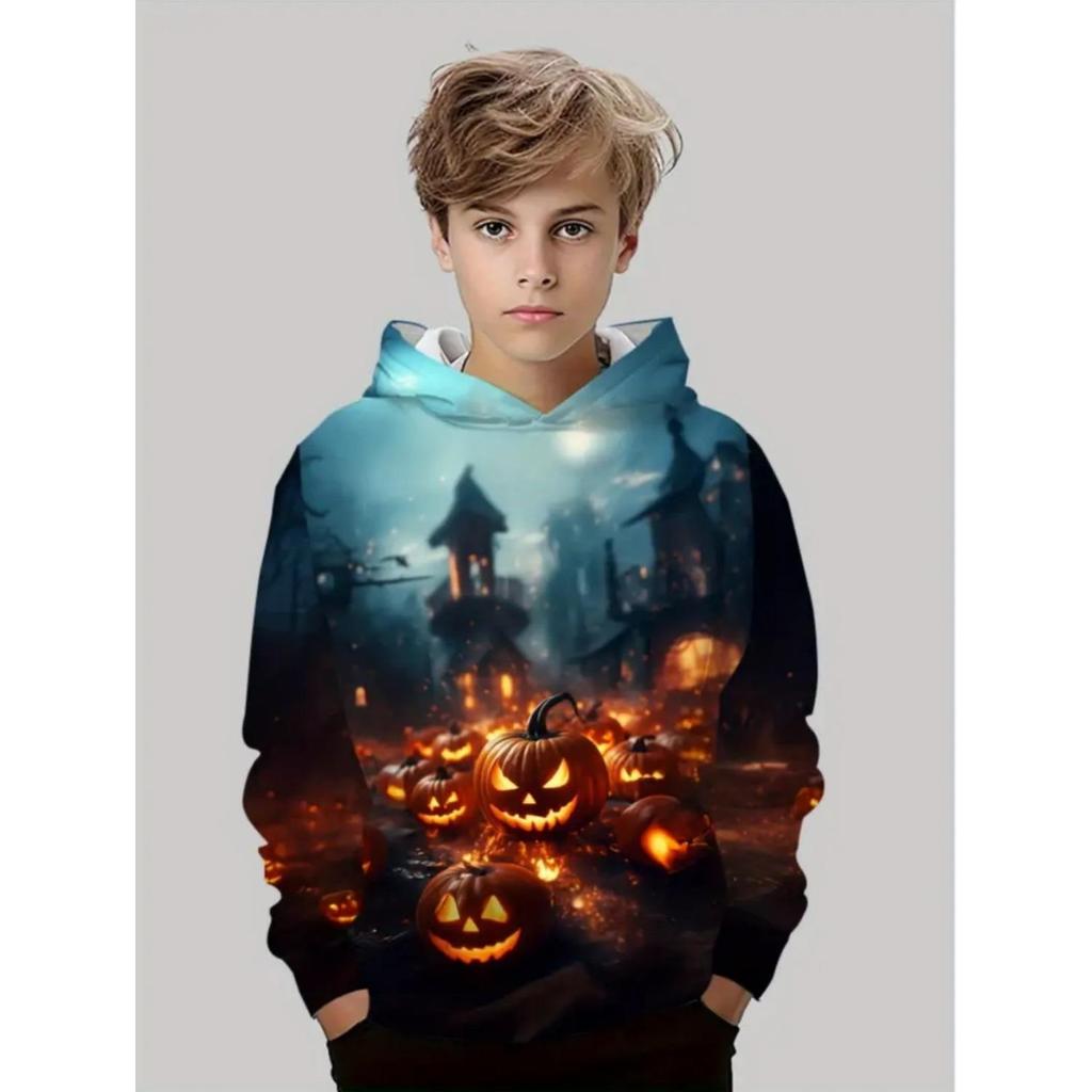 Children's 3D Printed Boy and Girl Hooded Sweatshirt, Children's Autumn and Winter Casual Fashion Pullover Sweatshirt, Hoodie