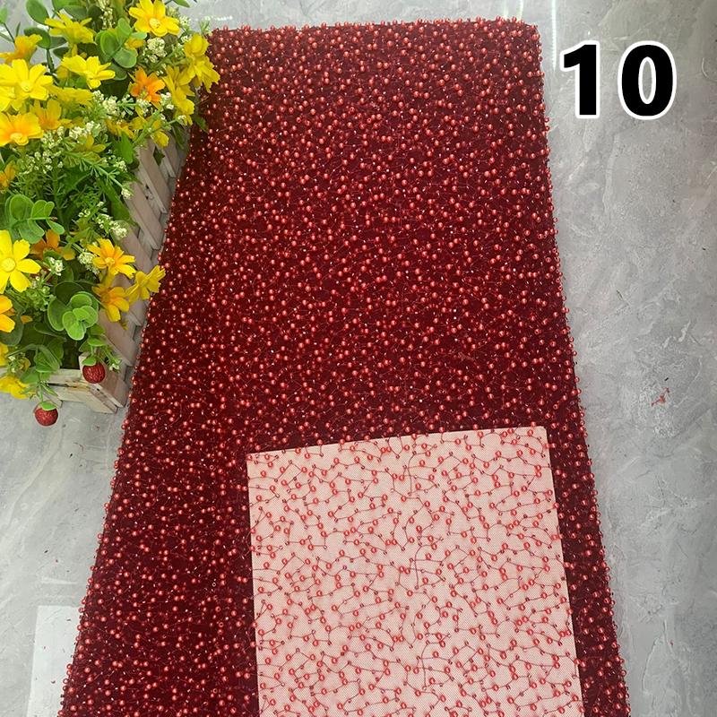 1 ярд Роскошная Тяжелая Вышивка Жемчугом Пайетками Бисер Ткань Великолепная Африканская Газовая Кружевная Ткань Сделай Сам Ручная Работа Свадебное Платье Одежда