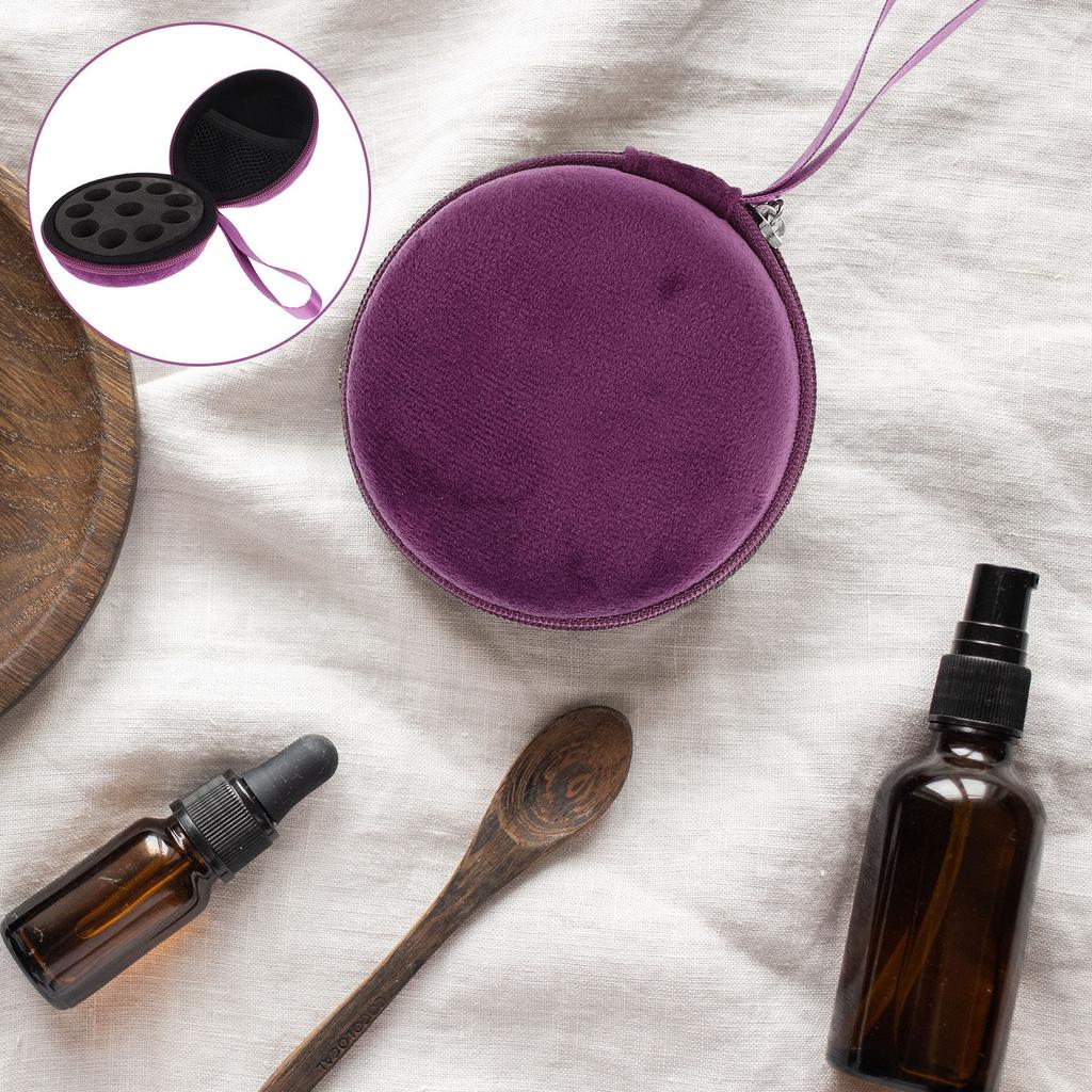 Essential Oil Bottle Organizer Round Portable Storage Bag for Travel Home Daily Use Nail Polish Perfume Bottles Protection Gift
