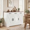 Buffet Cuisine Storage Cabinet With 3 Barn Doors 2 Drawers And Adjustable Shelves 108 X 40 X 81 Cm White