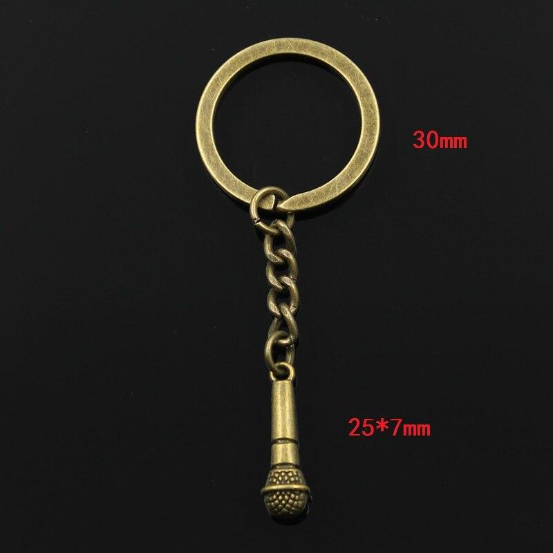 Новая мода для мужчин 30 мм брелок DIY металлический держатель цепи винтажный микрофон 25x7 мм античная бронза серебряный цвет кулон