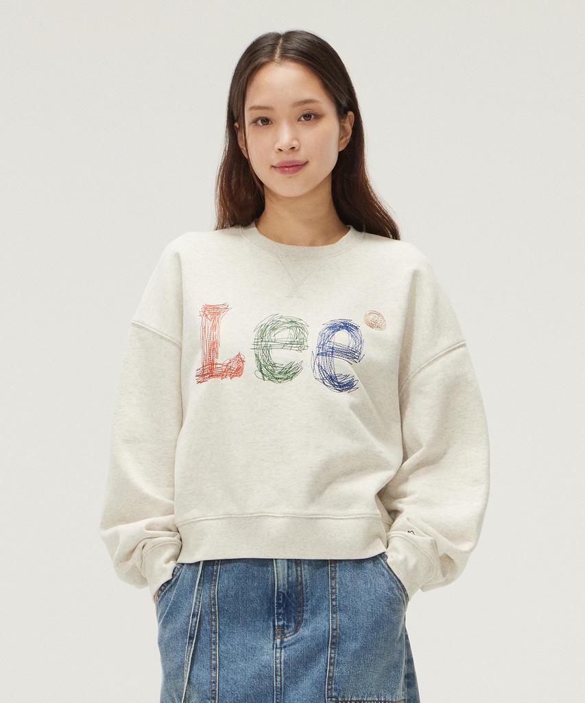 LEE Stitch Embroidered Logo Sweatshirt Oatmeal