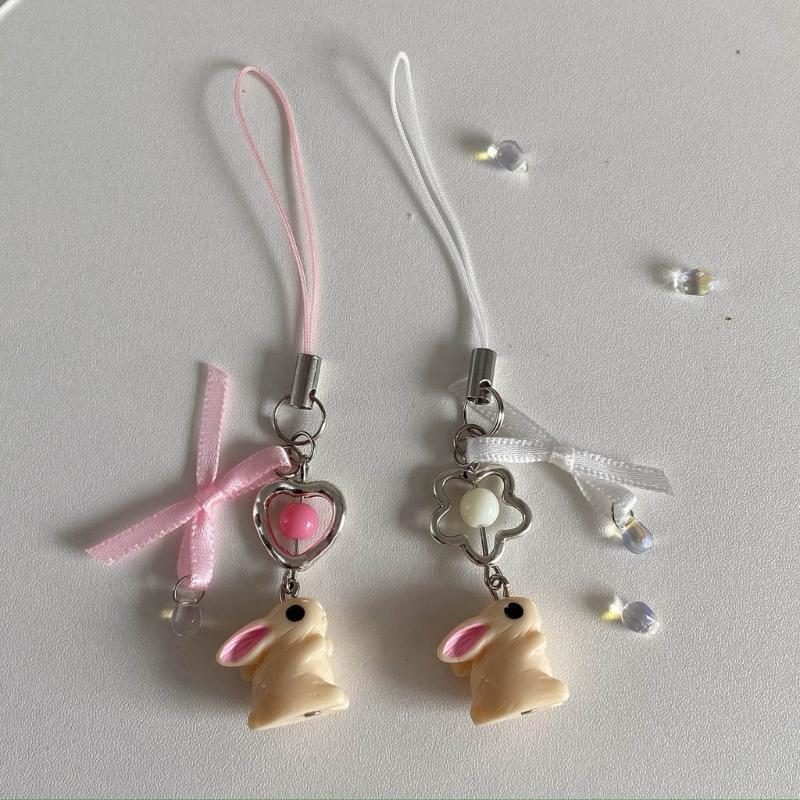 Кролик Лента Шарм для телефона Брелок Элегантный Бантик Подвеска-цветок Брелок для ключей Романтичный Брелок Подарок для Женщины Девушки Подростка