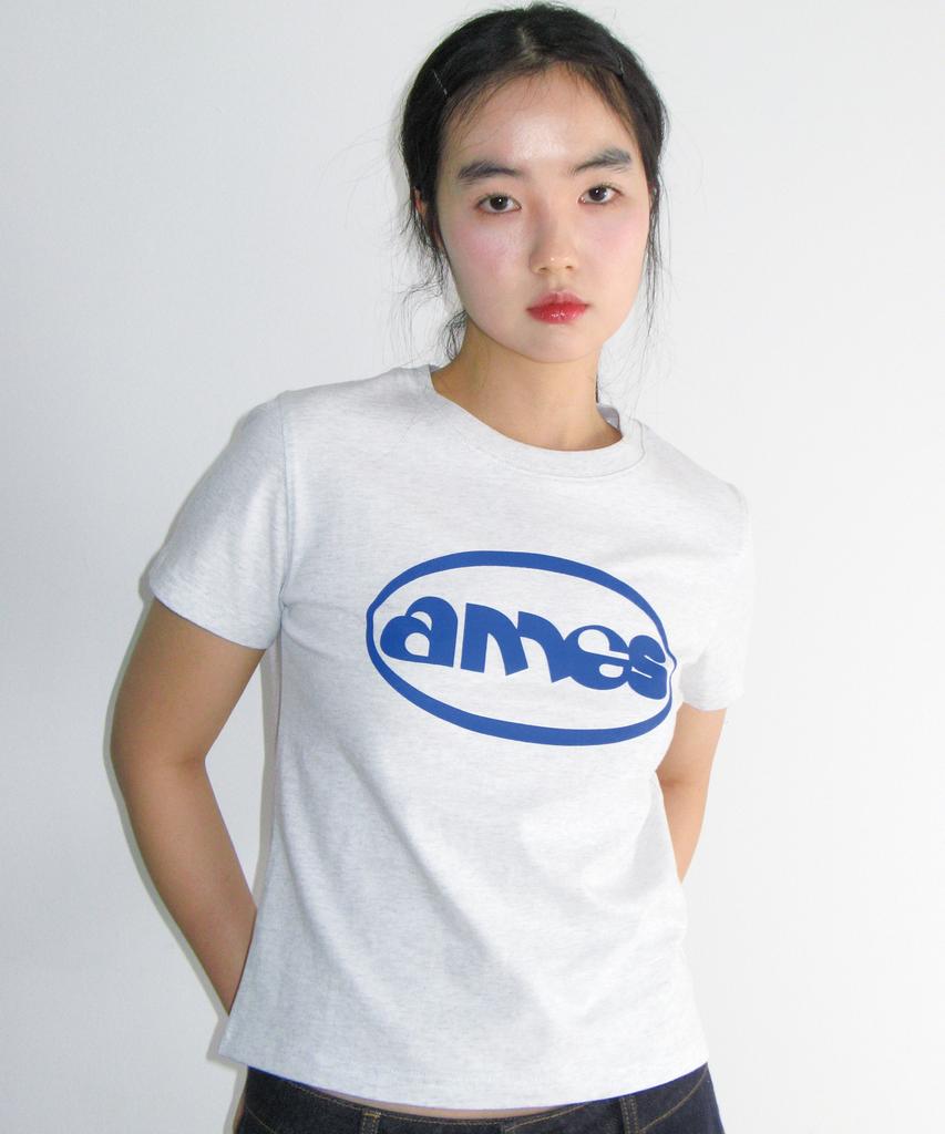 AMES-WORLDWIDE Футболка с логотипом-символом Ames Circle Светло-серая
